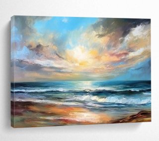 Sunset Coastal Painting Oil Seaside Abstract Wall Art 83YA4 Sunset Coastal Painting Oil Seaside Abstract Wall Art 83YA4