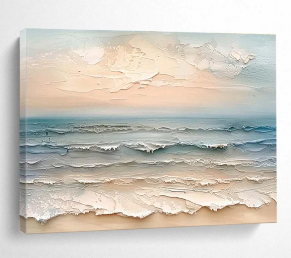 Beach Waves Sunset Coastal Textured Abstract Canvas Wall Art AL3X1 Beach Waves Sunset Coastal Textured Abstract Canvas Wall Art AL3X1