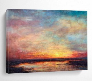 Landscape Sunset Painting Canvas Colorful Abstract Wall Art FFKG0