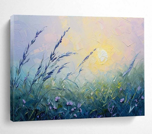 Meadow Evening Painting Canvas Impressionistic Wall Art N14FG Meadow Evening Painting Canvas Impressionistic Wall Art N14FG