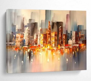 City Sunset Canvas Painting Luminous Abstract Wall Art TI93Y City Sunset Canvas Painting Luminous Abstract Wall Art TI93Y