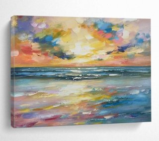 Beach Sunset Acrylic Scale Vibrant Abstract Canvas Wall Art 7I17G Beach Sunset Acrylic Scale Vibrant Abstract Canvas Wall Art 7I17G
