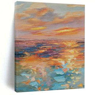 Evening Ocean-inspired Sea Abstract Painting Canvas Wall Art 62PMW Evening Ocean-inspired Sea Abstract Painting Canvas Wall Art 62PMW