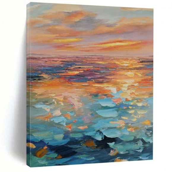 Beach Evening Abstract Coastal Impressionistic Wall Art 1U02L Beach Evening Abstract Coastal Impressionistic Wall Art 1U02L