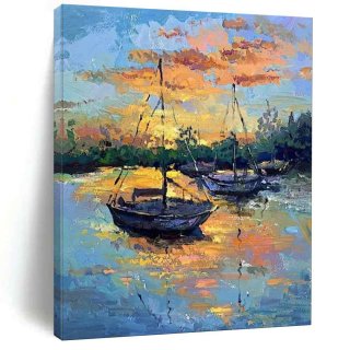 Sunset Beach Abstract Painting Colorful Wall Art 963XD Sunset Beach Abstract Painting Colorful Wall Art 963XD