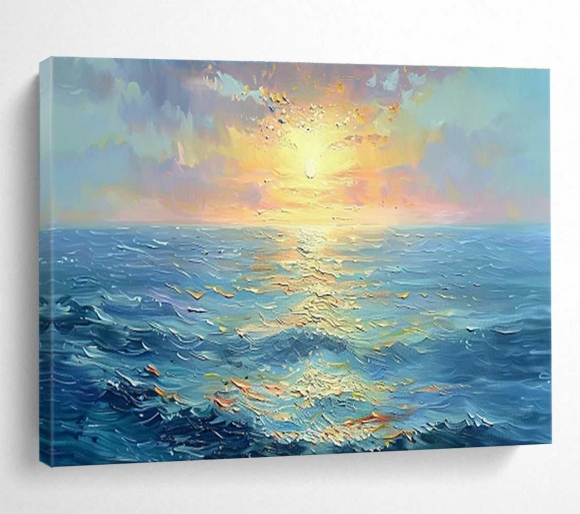 Evening Coastal Gold Canvas Painting Wall Art S3J44 Evening Coastal Gold Canvas Painting Wall Art S3J44