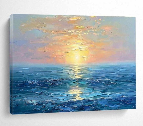 Sunset Ocean Seascape Golden Canvas Wall Art B3L4V Sunset Ocean Seascape Golden Canvas Wall Art B3L4V