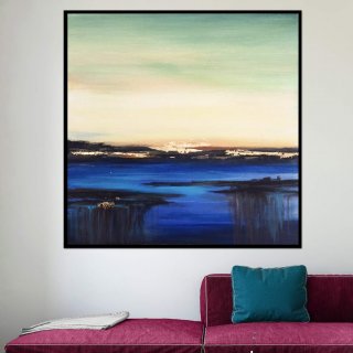 Evening Leaf Blue Gold Abstract Canvas Wall Art 6WLKW Evening Leaf Blue Gold Abstract Canvas Wall Art 6WLKW