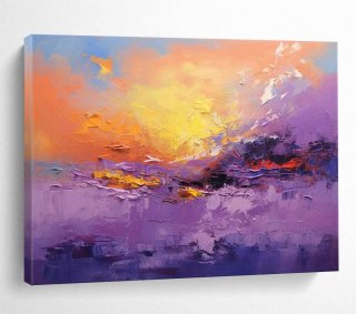 Orange Hand-painted Sunset Abstract Artwork FJNY4 Orange Hand-painted Sunset Abstract Artwork FJNY4