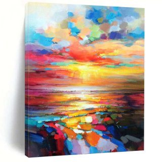 Sunset Coastal Seaside Abstract Painting Canvas Wall Art VYJM6 Sunset Coastal Seaside Abstract Painting Canvas Wall Art VYJM6