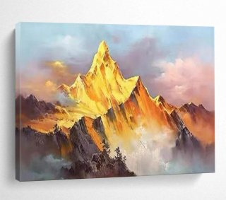 Mountain Sunset Dramatic Glow Living Abstract Wall Art 06M86