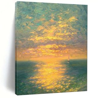 Sunset Ocean Coastal Abstract Painting Wall Art 9034C Sunset Ocean Coastal Abstract Painting Wall Art 9034C