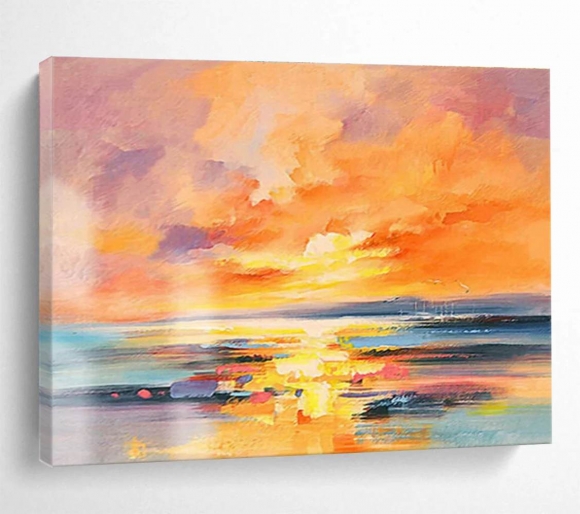 Bedroom Handmade Original Office Sunset Purple Abstract Canvas Artwork 35DV5