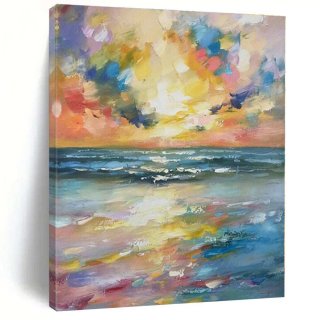 Beach Evening Painting Vivid Seaside Canvas Wall Art L9W86 Beach Evening Painting Vivid Seaside Canvas Wall Art L9W86