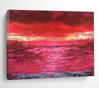 Sunset Red Coastal Abstract Painting Canvas Wall Art PUL00 Sunset Red Coastal Abstract Painting Canvas Wall Art PUL00