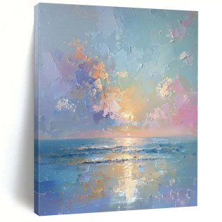 Beach Sunset Abstract Seaside Painting Wall Art 6UZ5R Beach Sunset Abstract Seaside Painting Wall Art 6UZ5R