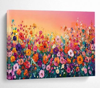 Sunset Original Field Flowers Abstract Canvas Wall Art EP97S Sunset Original Field Flowers Abstract Canvas Wall Art EP97S