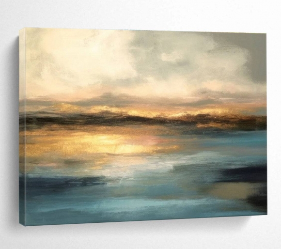 Sunset Abstract Painting Canvas Warm Wall Art M8G0G
