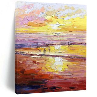 Beach Sunset Scenic Orange Pink Canvas Wall Art 94N4S Beach Sunset Scenic Orange Pink Canvas Wall Art 94N4S