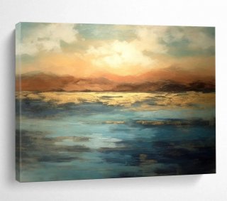 Waters Hand-painted Painting Acrylic Sunset Abstract Artwork YO27E Waters Hand-painted Painting Acrylic Sunset Abstract Artwork YO27E