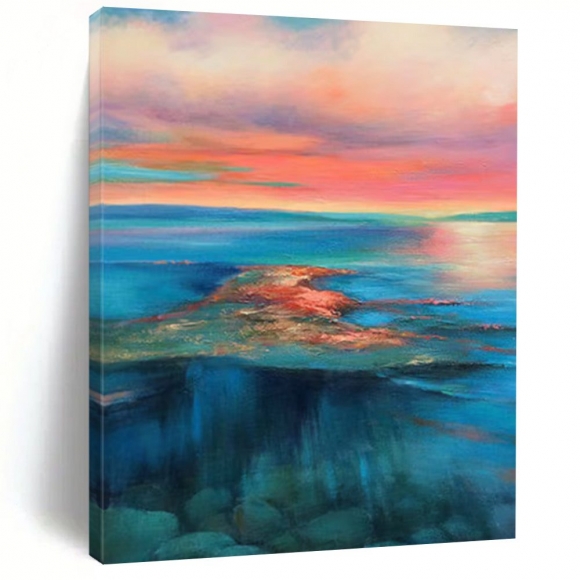 Evening Blue Orange Pink Abstract Wall Art WP49R Evening Blue Orange Pink Abstract Wall Art WP49R