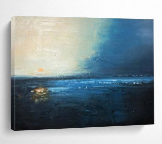 Sunset Blue Coastal Abstract Painting Canvas Wall Art 9PTRN Sunset Blue Coastal Abstract Painting Canvas Wall Art 9PTRN
