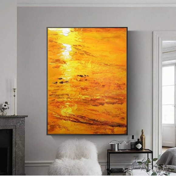 Scenic Sunset Beach Orange Abstract Canvas Wall Art 93WTC Scenic Sunset Beach Orange Abstract Canvas Wall Art 93WTC