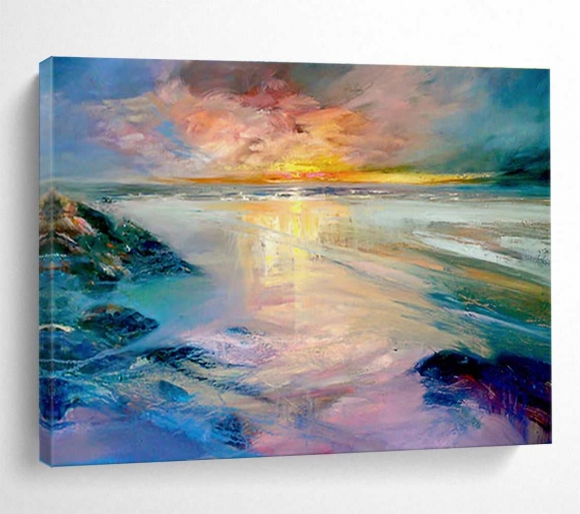 Beach Sunset Coastal Abstract Painting Wall Art 5RAL0 Beach Sunset Coastal Abstract Painting Wall Art 5RAL0