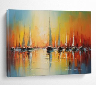Evening Canvas Painting Sailboat Vibrant Wall Art P2A4D Evening Canvas Painting Sailboat Vibrant Wall Art P2A4D