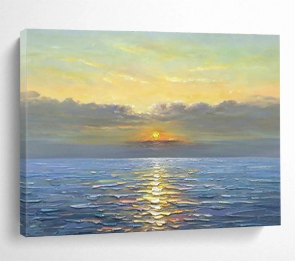 Bedroom Handmade Sunset Abstract Canvas Artwork 8D8HG