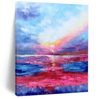 Purple Handmade Room Pink Sunset Abstract Canvas Artwork 8U14K Purple Handmade Room Pink Sunset Abstract Canvas Artwork 8U14K