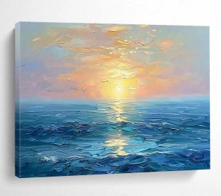 Coastal Handmade Hand-painted Sunset They Impressionistic Canvas Artwork 4T9ZX Coastal Handmade Hand-painted Sunset They Impressionistic Canvas Artwork 4T9ZX