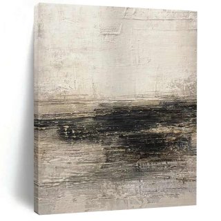 Black Grey Abstract Textured Acrylic Artwork LP826