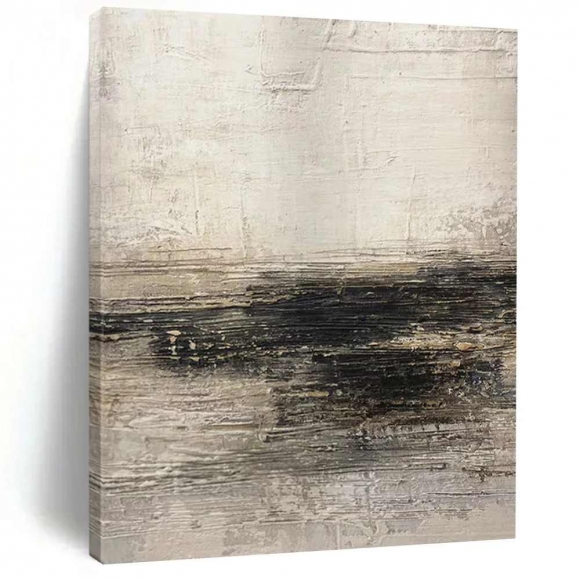 Black Grey Abstract Textured Acrylic Artwork LP826