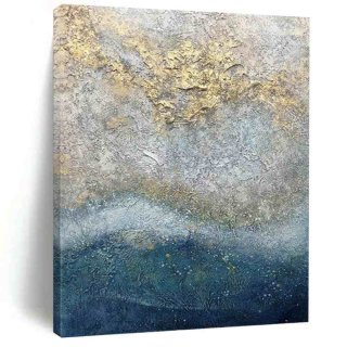 Building Gold Gray Textured Abstract Artwork IVRJ7
