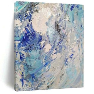 Waves Blue White Gray Abstract Artwork 0CH3Y Waves Blue White Gray Abstract Artwork 0CH3Y