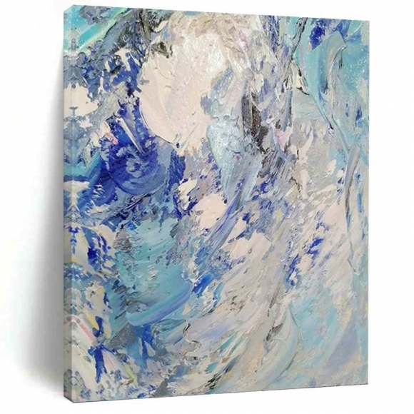 Waves Blue White Gray Abstract Artwork 0CH3Y