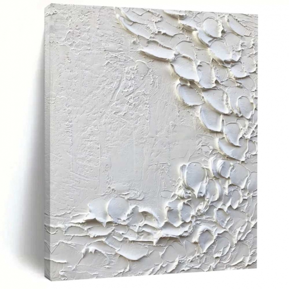 Botanical White Textured Impasto Blooms Wall Art AASJ6 Botanical White Textured Impasto Blooms Wall Art AASJ6