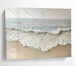 Beach Waves Coastal Textured Entryway Abstract Wall Art 07JC7