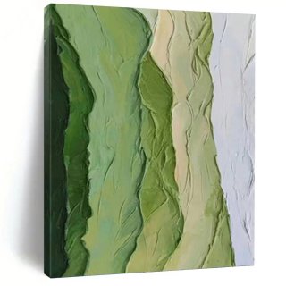 Nature Green Textured Abstract Canvas Wall Art CRN6M