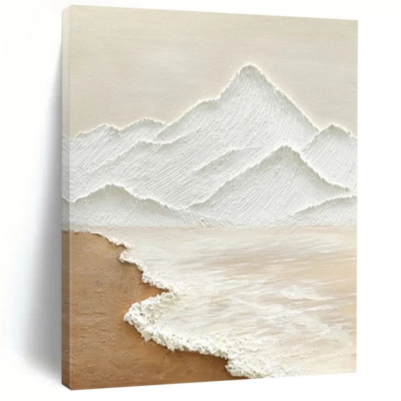 Handmade Extra Large Mountain Textured Coastal Beige Wall Art 3G4S7