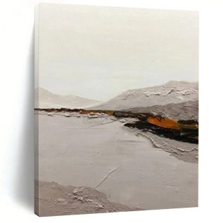Lake Landscape Mountains Brown Grey Wall Art Q8646