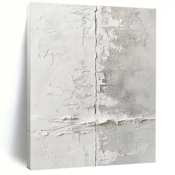 Hand-painted White Acrylic Rough Gray Abstract Wall Art EHB1U Hand-painted White Acrylic Rough Gray Abstract Wall Art EHB1U