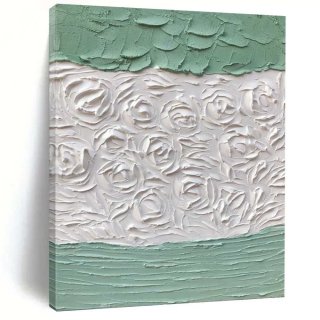 Floral Green White Textured Abstract Artwork VCR9J Floral Green White Textured Abstract Artwork VCR9J