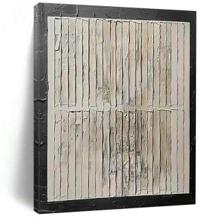 Oversized Hand-painted Textured White Fits Beige Abstract Artwork FIP3K Oversized Hand-painted Textured White Fits Beige Abstract Artwork FIP3K