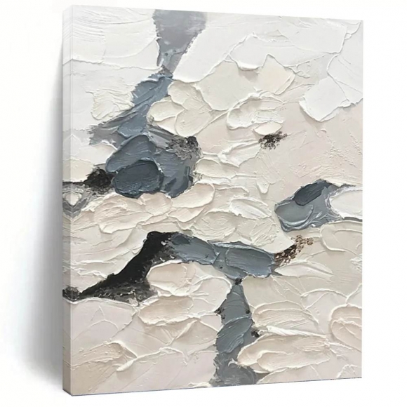 Gray White Abstract Textured Canvas Artwork D0XBS