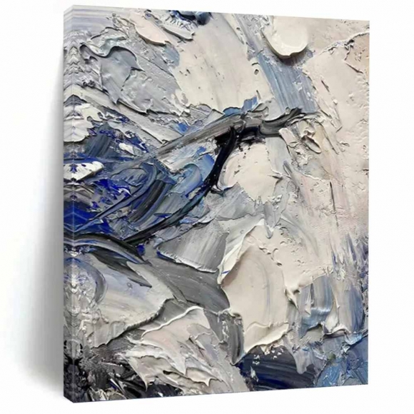 Waves Blue Grey White Abstract Wall Art 5UBS6 Waves Blue Grey White Abstract Wall Art 5UBS6