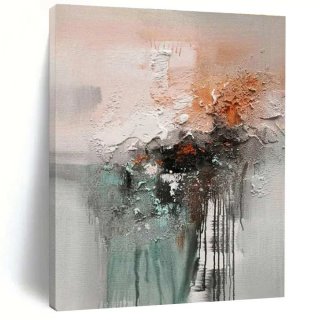 Abstract Teal Neutrals Textured Abstract Artwork 7WQ2H