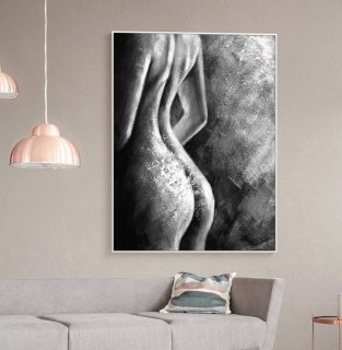 White Dining Contemporary Black Abstract Canvas Wall Art 858GS