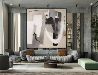 Gray White Modern You Abstract Canvas Wall Art 8W4V7